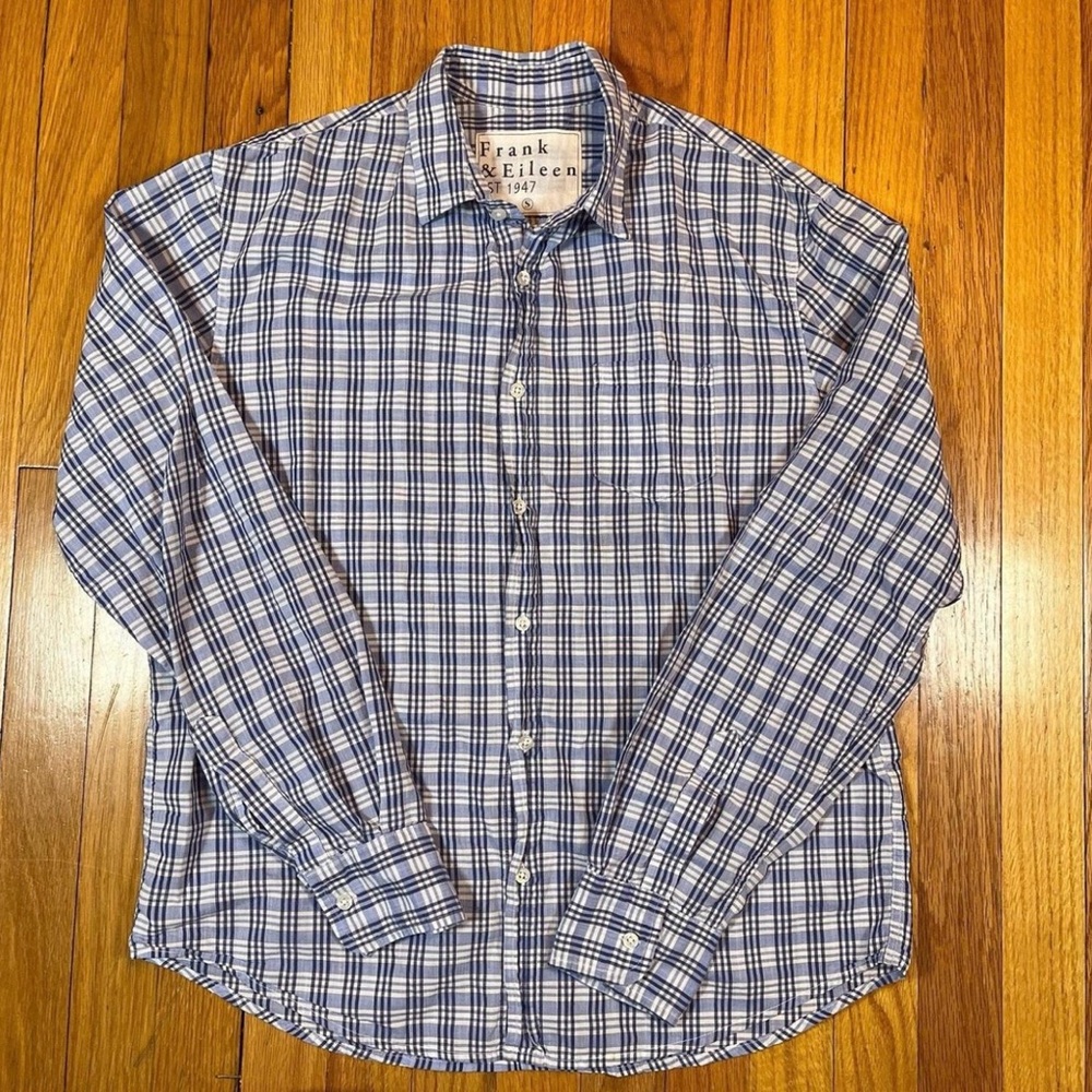 Frank & Eileen Luke Blue Plaid Shirt size small